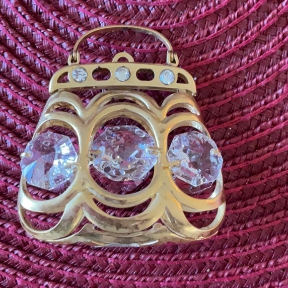 VINTAGE SWAROVSKI CRYSTAL & 24 GOLD PLATED SHOES AND PURSE DRESSING TABLE DECOR - Picture 6 of 8